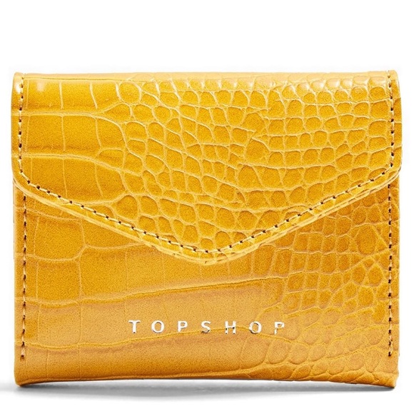 Topshop Handbags - NWOT Embossed Faux Leather Mustard Card Holder